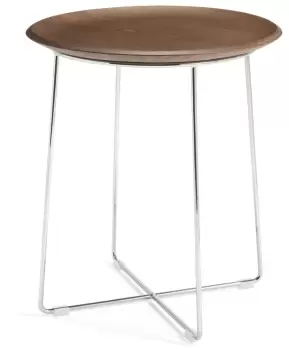 Masuta Kartell Al Wood design Philippe Stark d40cm h45.5cm furnir baza crom lemn inchis imagine