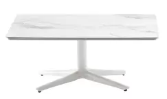 Masuta Kartell Multiplo Low design Antonio Citterio 99x99cm h43cm blat cu finisaj marmura alb imagine