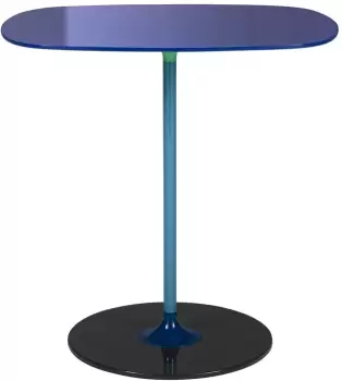 Masuta Kartell Thierry design Piero Lissoni 33x50x50cm baza metal blat sticla albastru imagine