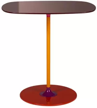 Masuta Kartell Thierry design Piero Lissoni 33x50x50cm baza metal blat sticla burgundy imagine