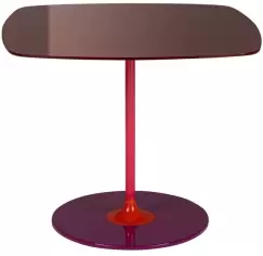 Masuta Kartell Thierry design Piero Lissoni 45x45x45cm baza metal blat sticla burgundy imagine