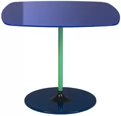 Masuta Kartell Thierry design Piero Lissoni 50x50x40cm baza metal blat sticla albastru imagine