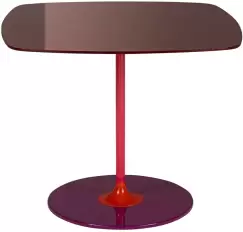 Masuta Kartell Thierry design Piero Lissoni 50x50x40cm baza metal blat sticla burgundy imagine