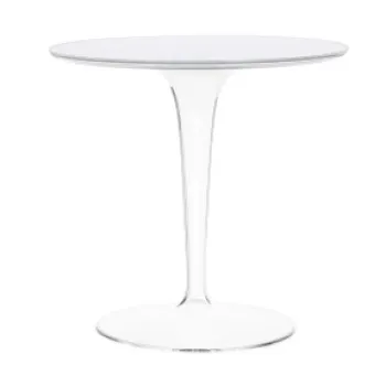 Masuta Kartell Tip Top design Philippe Starck & Eugeni Quitllet d48cm h50cm baza transparenta alb imagine