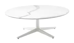 Masuta rotunda Kartell Multiplo Low design Antonio Citterio d118cm h43cm blat cu finisaj marmura alb imagine