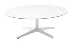 Masuta rotunda Kartell Multiplo Low design Antonio Citterio d118cm h43cm blat sticla alb imagine
