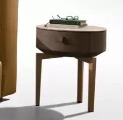 Noptiera Gamma Dandy K009-A top Terra Ceramic piele Burt F614 picioare lemn Noce Canaletto HandMade in Italy imagine