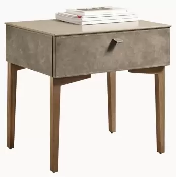 Noptiera Gamma K007-A top Terra Ceramic piele Burt F613 picioare lemn Noce Canaletto HandMade in Italy imagine