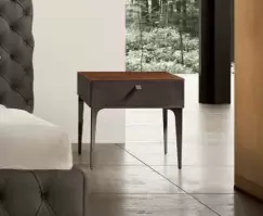 Noptiera Gamma K007-D top Ossido Bruno Ceramic piele Burt F611 picioare metal Dark Chrome HandMade in Italy imagine