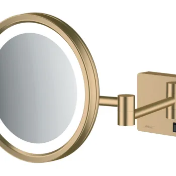 Oglinda cosmetica cu brat Hansgrohe Logis AddStoris x3 16cm iluminat LED bronz periat imagine