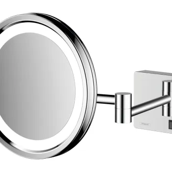 Oglinda cosmetica cu brat Hansgrohe Logis AddStoris x3 16cm iluminat LED crom imagine