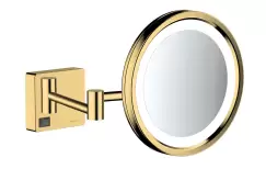 Oglinda cosmetica cu brat Hansgrohe Logis AddStoris x3 16cm iluminat LED gold optic lustruit imagine