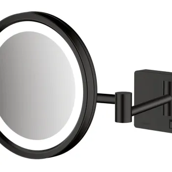 Oglinda cosmetica cu brat Hansgrohe Logis AddStoris x3 16cm iluminat LED negru mat imagine