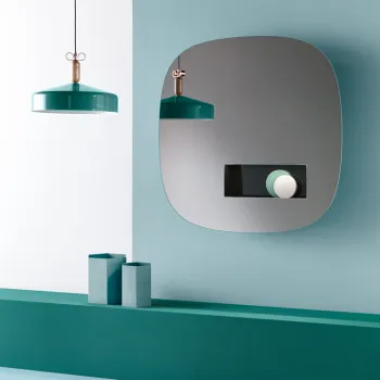 Oglinda living Tonelli Design Aperture  design Karim Rashid  108x108cm  iluminare LED cu senzor  compartiment interior  Fume imagine