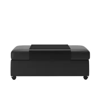 Ottoman dublu Stressless Doubleotto cu masuta Grey tapiterie piele Batik Black imagine