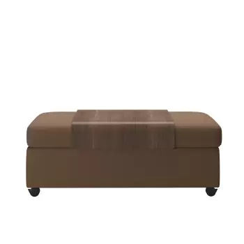 Ottoman dublu Stressless Doubleotto cu masuta Walnut tapiterie piele Batik Latte imagine