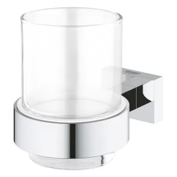 Pahar cu suport de perete Grohe Essentials Cube crom imagine