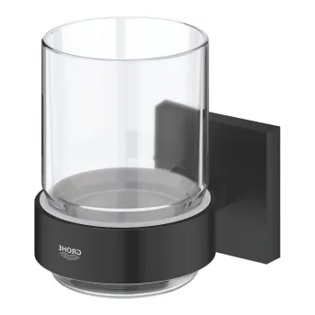 Pahar cu suport de perete Grohe Start Cube matte black imagine