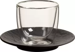 Pahar si farfuriuta espresso Villeroy & Boch Manufacture Rock imagine