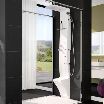 Panel dus cu hidromasaj Novellini Dress PLUS cu baterie termostatata alb mat imagine