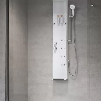 Panel dus cu hidromasaj Novellini Dress S cu baterie termostatata alb mat imagine