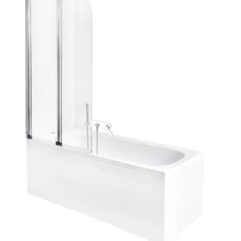 Paravan cada Besco Ambition 2 doua elemente mobile 80 5x140cm sticla transparenta 4 mm profil crom imagine