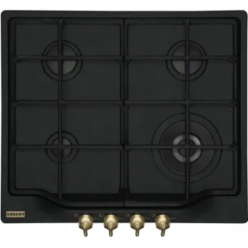 Plita gaz incorporabila Franke Classic FHCL 604 3G TC ON cu 4 arzatoare  arzator wok  60cm  gratare fonta  Nero imagine