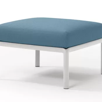 Pouf exterior Nardi Komodo 5 72x72cm cadru alb perna albastru adriatic Sunbrella imagine