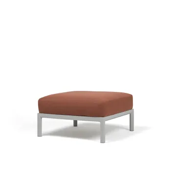 Pouf exterior Nardi Maximo 82.5x82.5cm cadru alb Gesso perna maro Cannella Sunbrella imagine