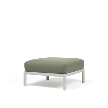 Pouf exterior Nardi Maximo 82.5x82.5cm cadru alb Gesso perna verde Timo Sunbrella imagine