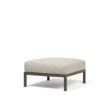 Pouf exterior Nardi Maximo 82.5x82.5cm cadru maro Terra perna alb Perla Sunbrella imagine