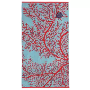 Prosop de plaja Descamps Voyage Aquatique 100x180cm Rosu Coral imagine