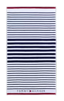 Prosop de plaja Tommy Hilfiger Navy Striped 100x180cm Albastru Navy imagine