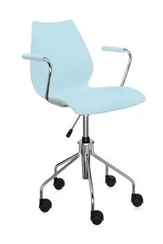 Scaun birou cu brate Kartell Maui design Vico Magistretti albastru deschis imagine