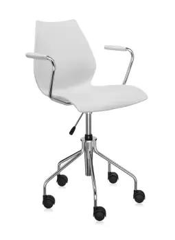 Scaun birou cu brate Kartell Maui design Vico Magistretti gri deschis imagine