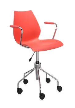 Scaun birou cu brate Kartell Maui design Vico Magistretti rosu imagine