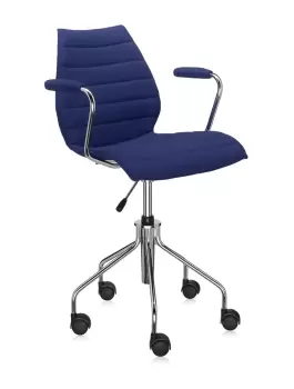 Scaun birou cu brate Kartell Maui Soft design Vico Magistretti Trevira albastru imagine