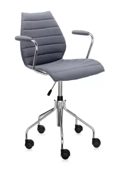 Scaun birou cu brate Kartell Maui Soft design Vico Magistretti Trevira gri imagine