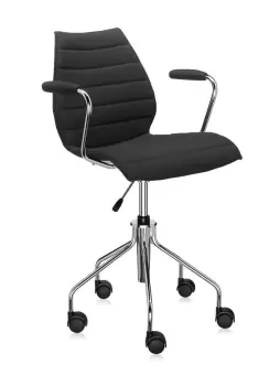 Scaun birou cu brate Kartell Maui Soft design Vico Magistretti Trevira negru imagine