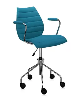 Scaun birou cu brate Kartell Maui Soft design Vico Magistretti Trevira turcoaz imagine