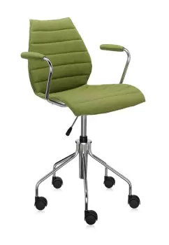 Scaun birou cu brate Kartell Maui Soft design Vico Magistretti Trevira verde imagine