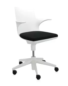 Scaun birou cu brate Kartell Spoon Chair design Antonio Citterio & Toan Nguyen alb-negru imagine