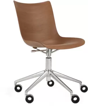 Scaun birou Kartell P/Wood design Philippe Stark baza crom Dark Wood imagine