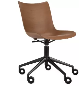 Scaun birou Kartell P/Wood design Philippe Stark baza negru Dark Wood imagine