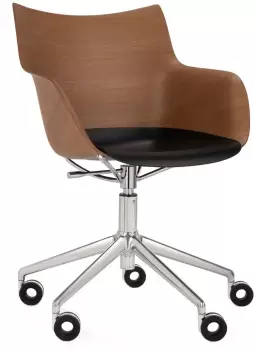 Scaun birou Kartell Q/Wood design Philippe Stark baza crom Dark Wood imagine