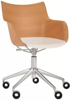 Scaun birou Kartell Q/Wood design Philippe Stark baza crom Light Wood imagine