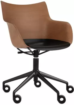 Scaun birou Kartell Q/Wood design Philippe Stark baza negru Dark Wood imagine