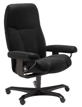 Scaun birou Stressless Consul Office cadru wenge tapiterie piele Batik Black imagine