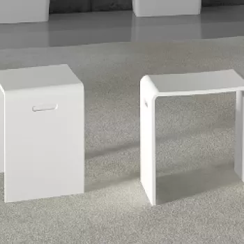 Scaun de dus Riho 40x40x30cm compozit alb mat imagine