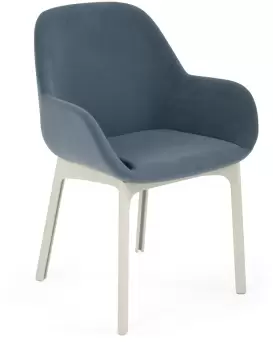 Scaun Kartell Clap design Patricia Urquiola baza alb tapiterie Aquaclean albastru pudrat imagine